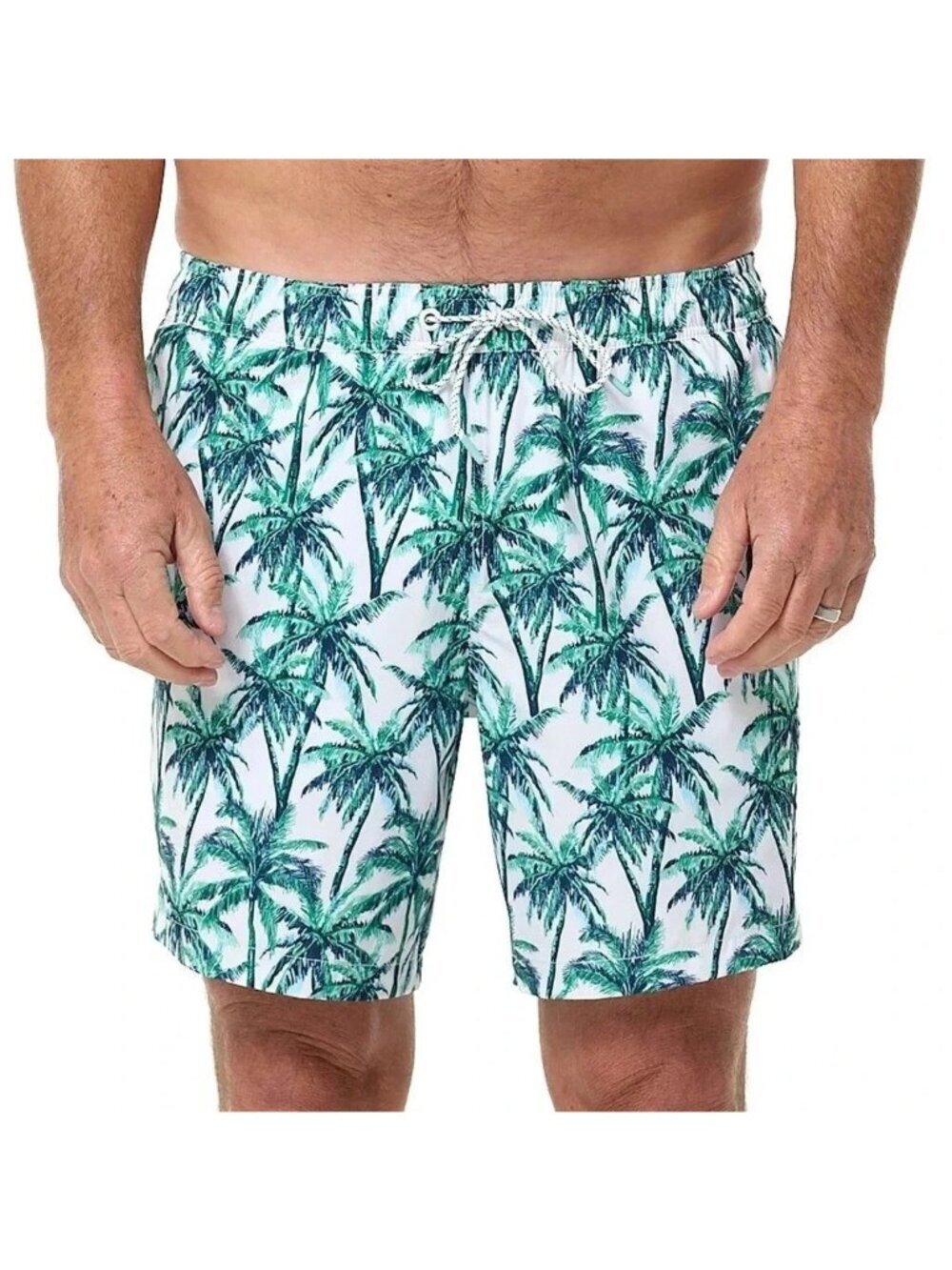 NWOT Bonobos Men's XL Swim Trunks Palm Tree Print 7-Inch Inseam Green & Blue